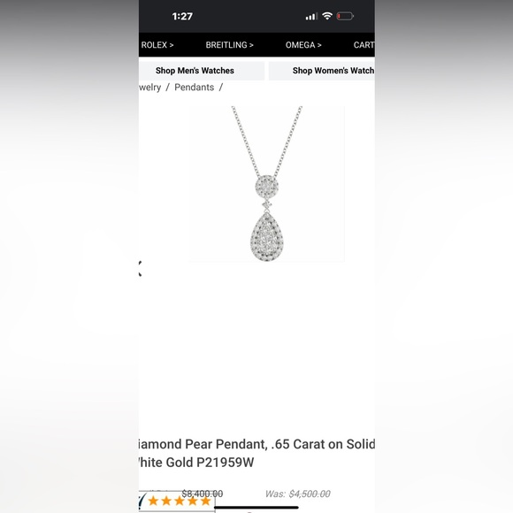 Diamond Pear Pendant, 14k White Gold - Picture 5 of 5